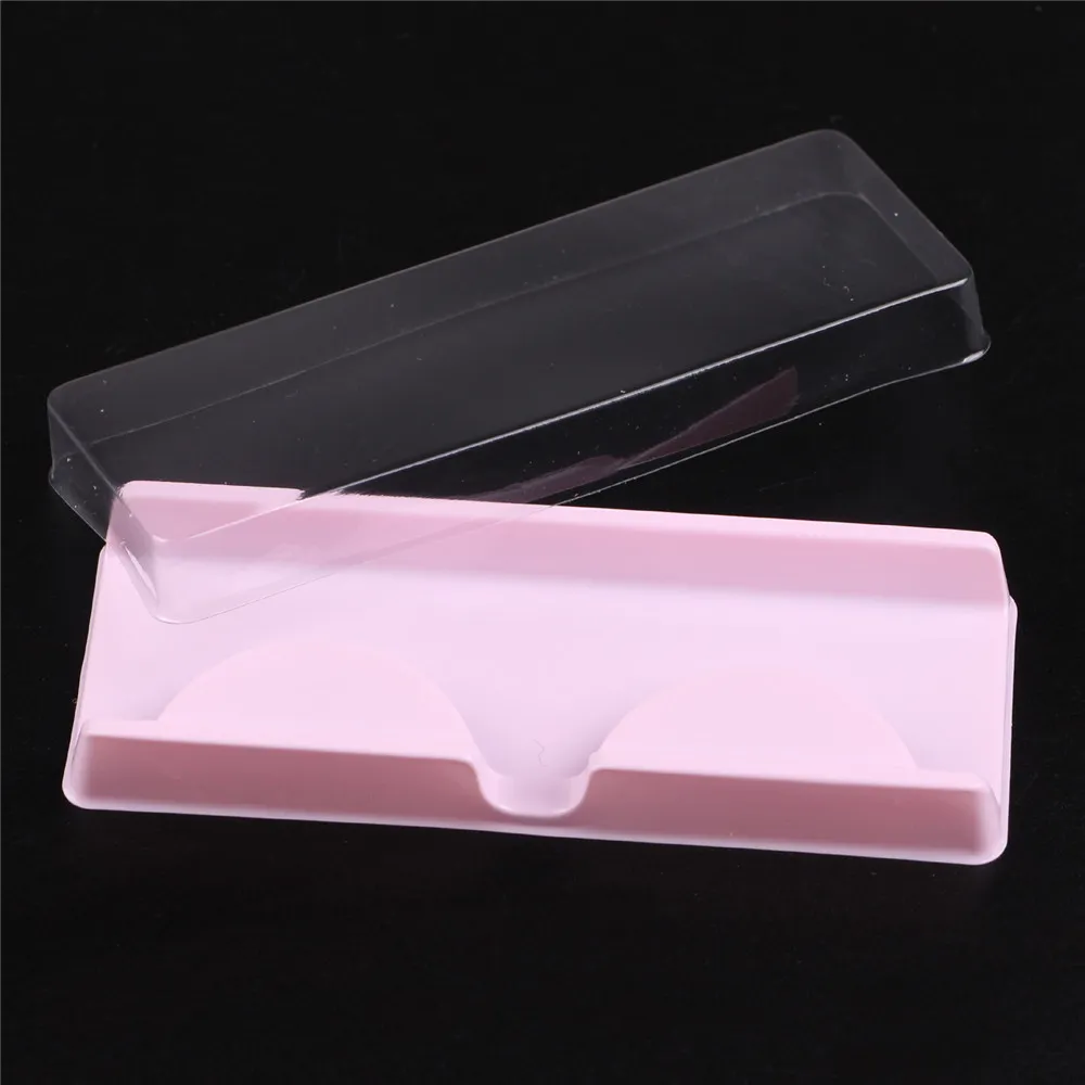 Boîte d'emballage pour cils vierges, emballage en plastique, couvercle transparent, plateau rose, vente en gros (100 ensembles/lot)