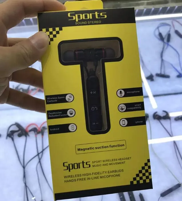 Magnetyczne bezprzewodowe słuchawki Bluetooth zestaw słuchawkowy stereo BT41 Sport Stuproof Inear Słuchawki z mikrofonem dla Samsung iPhone9101162