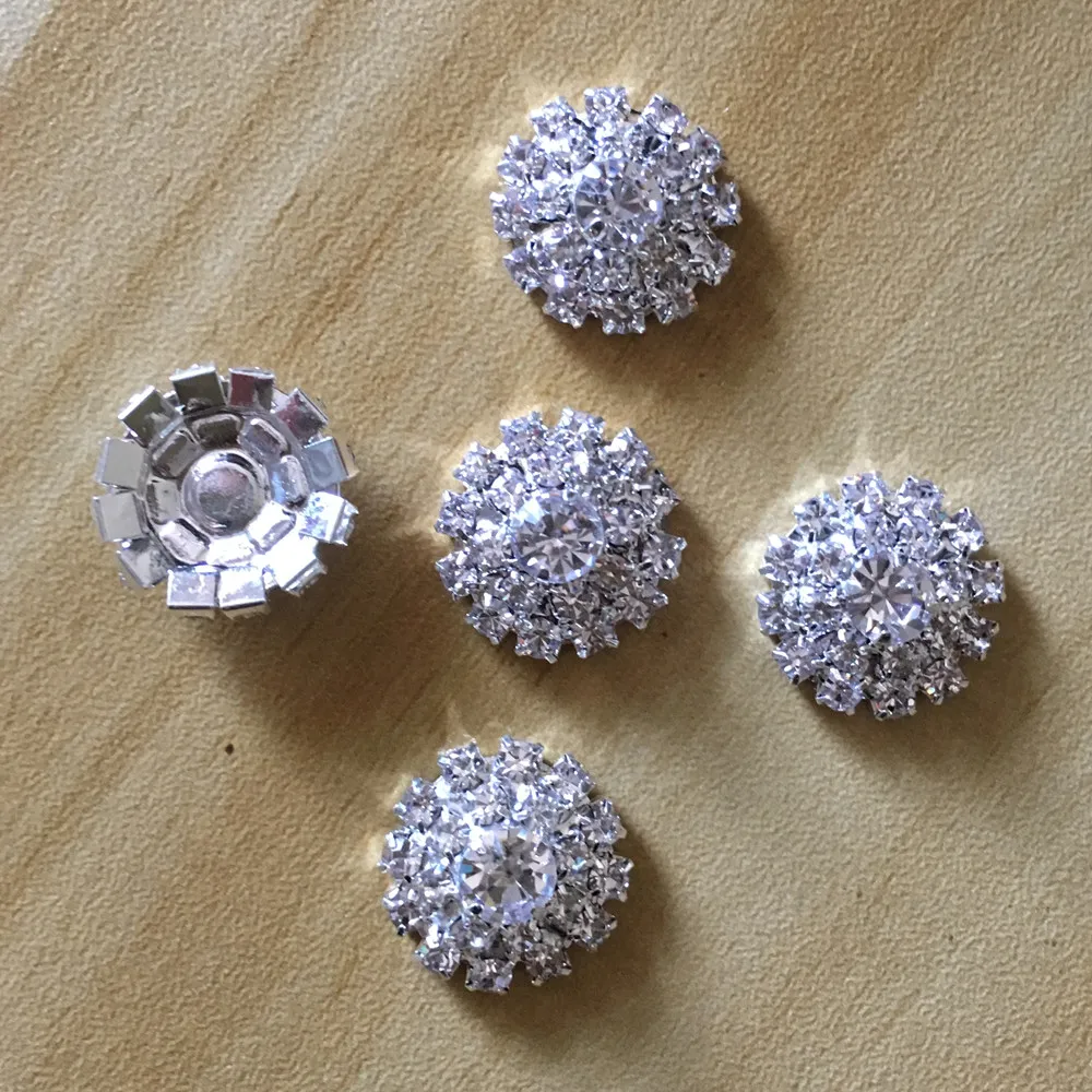 Factory 50st Silver Tone Clear Crystal Rhinestone DIY PEBRELLAS FLATBACK Knappar Hårtillbehör Dekoration317T