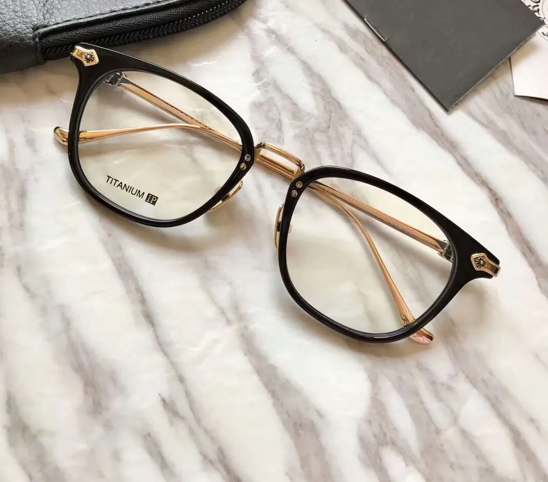 Männer Schwarz Gold Optische Brillen Brillen Rahmen Mode Brillen Platz Glasse Brillen Neu mit Box