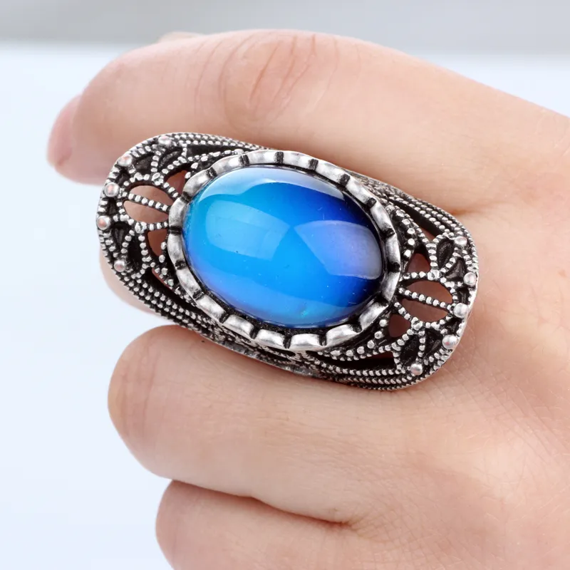 High Quality Mood Rings Online Antique Silver Plated Color Change Alloy Ring RS0070346162247