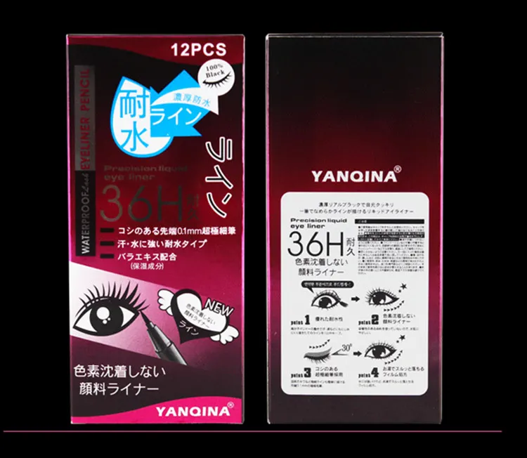 Yanqina 36h make-up eyeliner potlood waterdichte zwarte eyeliner pen Geen bloeiende precisie vloeibare oogvoering vs kylie
