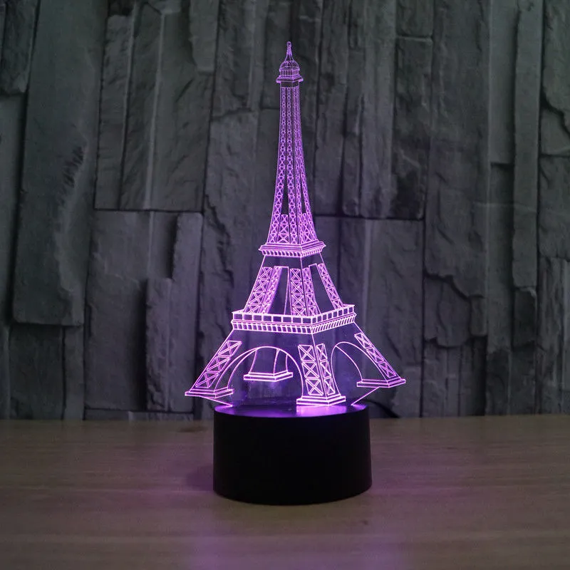 Tour Eiffel 3D Illusion LED veilleuse changement de couleur interrupteur tactile lampe de Table décor à la maison luminaires en acrylique # T56