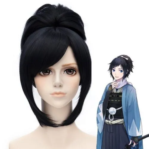 Yamatonokami Yasusada Parrucca cosplay corta senza cappuccio alla moda Side Bang Coda di cavallo