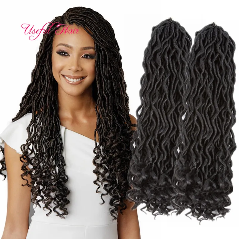 أسود اللون الناعم الناعم locs 18inch dreadlocks الضفائر الاصطناعية امتداد الشعر الرهبة 24strands/pcs faux locs الكروشيه الاصطناعية الخوف