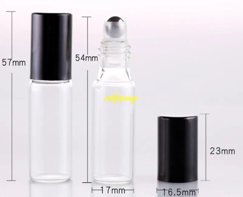 17x57mm 5ml Clear Glass Essential Oil Roller Bottles Metal Roller Balls Perfumes Glass Roll On Bottle