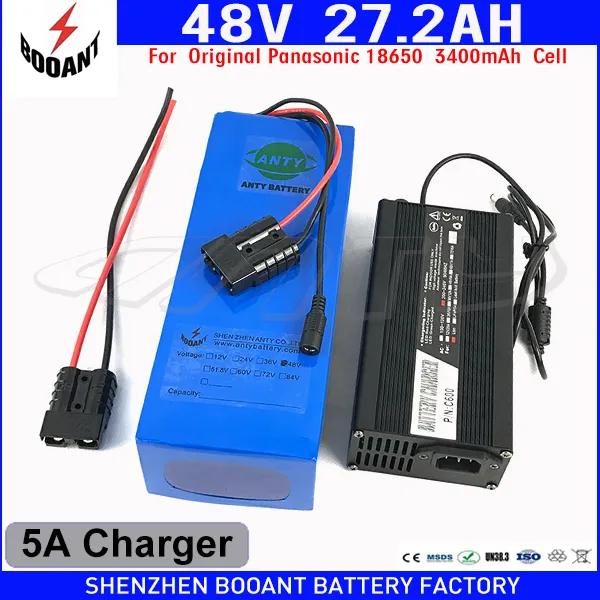 BOOANT 48V 27AH eBike Battery for Bafang 1200W Motor for Original 18650 Cell Lithium Battery 48V 30A BMS + 5A Charger