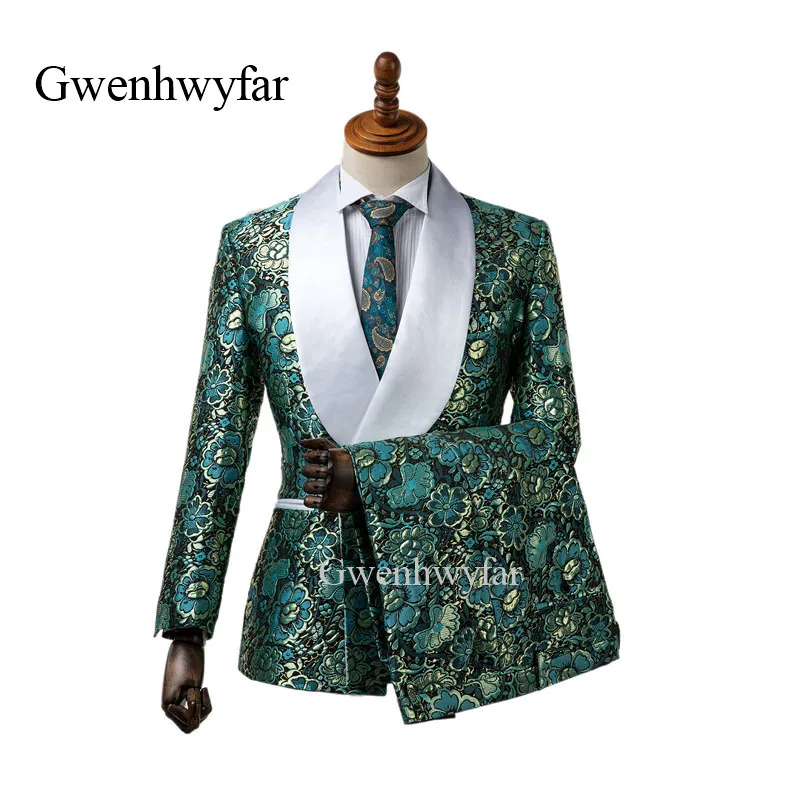 2018 hot Nieuwe Elegante Merk Sjaal Revers Bruiloft Heren Pak Bloem Double Breasted Bruiloft Pakken Voor Mannen Slim Fit formele Bruidegom Dragen Tuxedos Bl