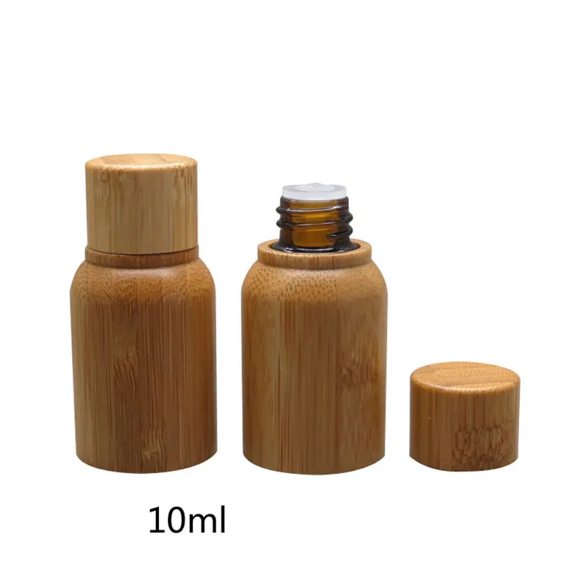 10 ml etherische olie lege flessen met natuurlijke bamboe schroefdop glazen tank, bamboe fles essentie vloeibare snelle verzending F418