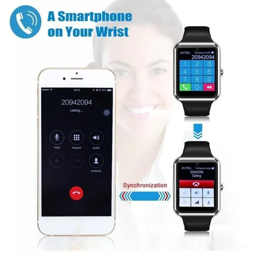 スポーツBluetoothスマートウォッチGT08 ElectronicsClockサポートSimcard IOS Mobilephone SmartWatch Wholesale Watches PK T500 HW16 HW22