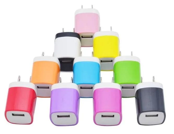 Hızlı Şarj 5 V 1A Renkli Ev Fiş USB Şarj Güç adaptörü iphone 5 6 7 için samsung s6 s7