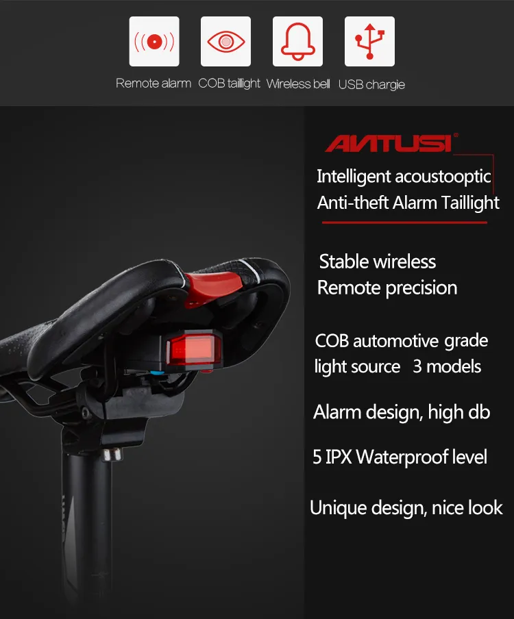 Fahrrad Alarm Rücklicht, Smart Fahrrad Rücklicht Anti-Diebstahl Lampe  Fahrrad Alarm Rücklicht USB Wiederaufladbares Rücklicht, Wasserdicht und  Fernbedienung