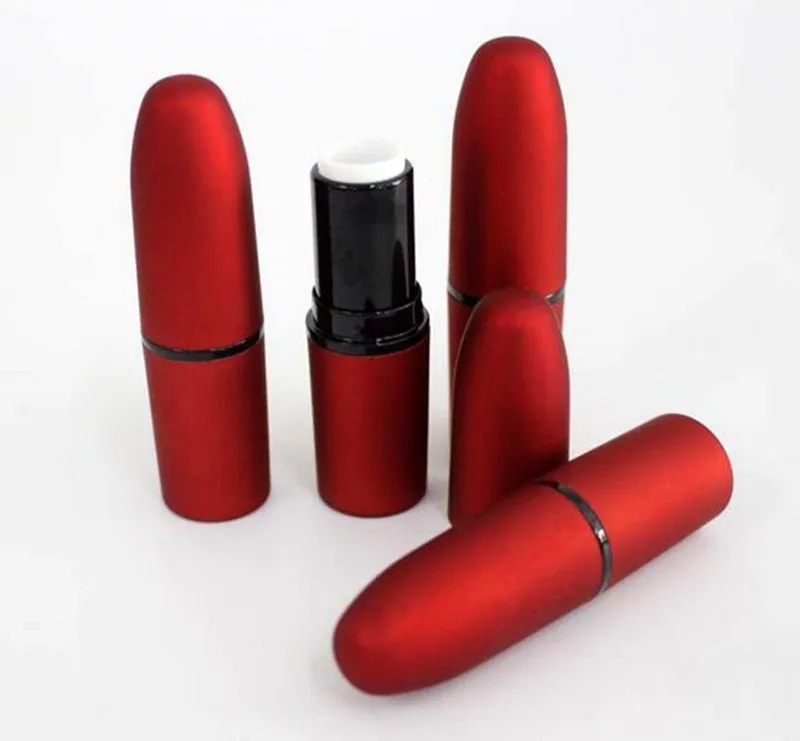 Bullet Empty 121mm Lip Balm Container Lip Balm Fashion Cool Lipstick Tube Frosted Red Color DIY Cosmetic New Fashion6242296