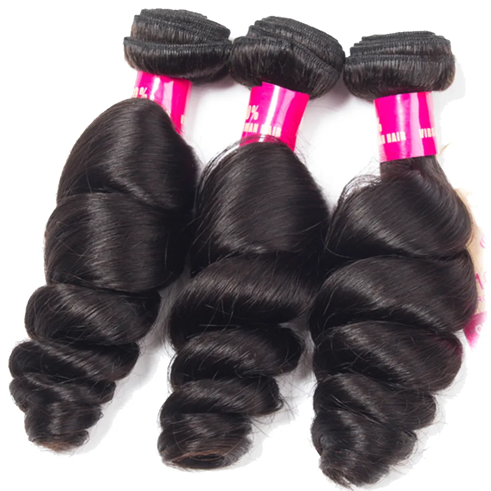 8A Brazylijska Virgin Hair Fave Fala prosta luźna fala Kinky Curly Deep Curly Splove 3 wiązki z zamknięciem 100 Brazylijski Hum6317707