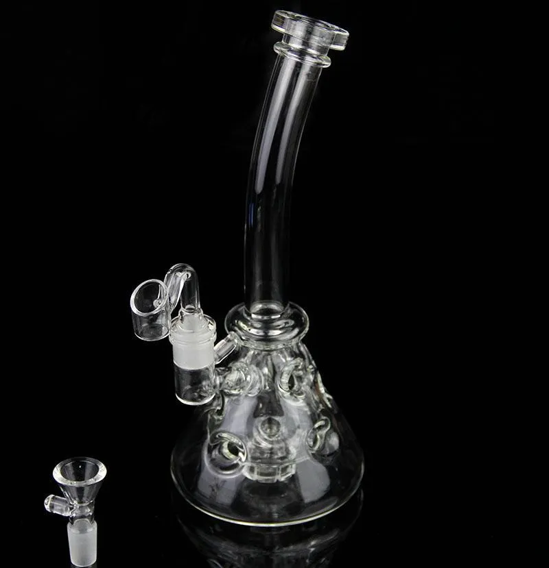 Dab Newest Unique Bong Glass Water Pipe thick Bend Neck Solid Base Smoking pipe oil rig 14.5 mm female joint