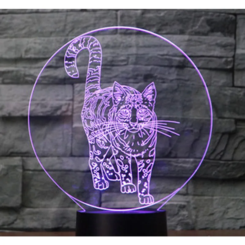 3D LED nachtlicht staande kat met 7 kleuren lichte woondecoratie lamp xmas gratis verzending # t56