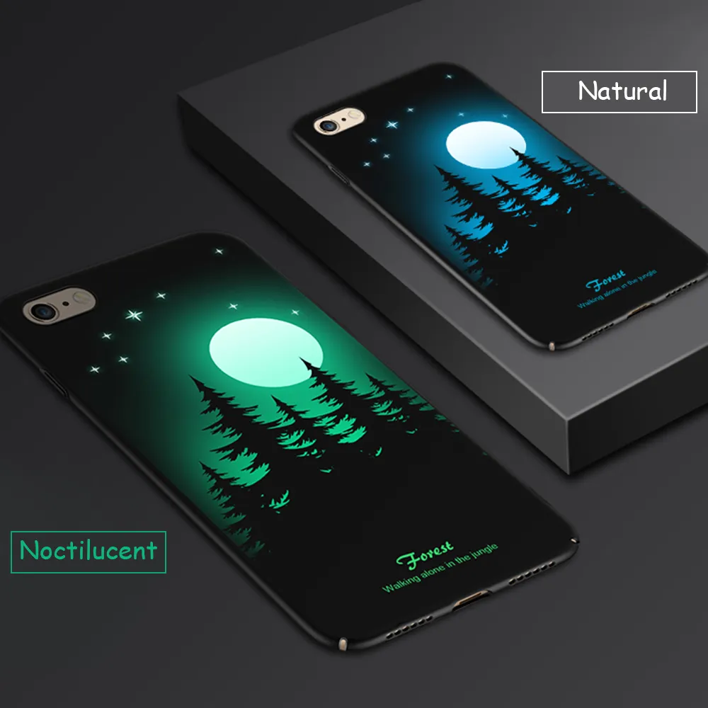 Luminous Case Case dla iPhone 8 Glow w ciemnym pomarstwie 3D Malowanie Kolor Zmiana Ciężarowa Obudowa Tylna powłoka do iPhone 7