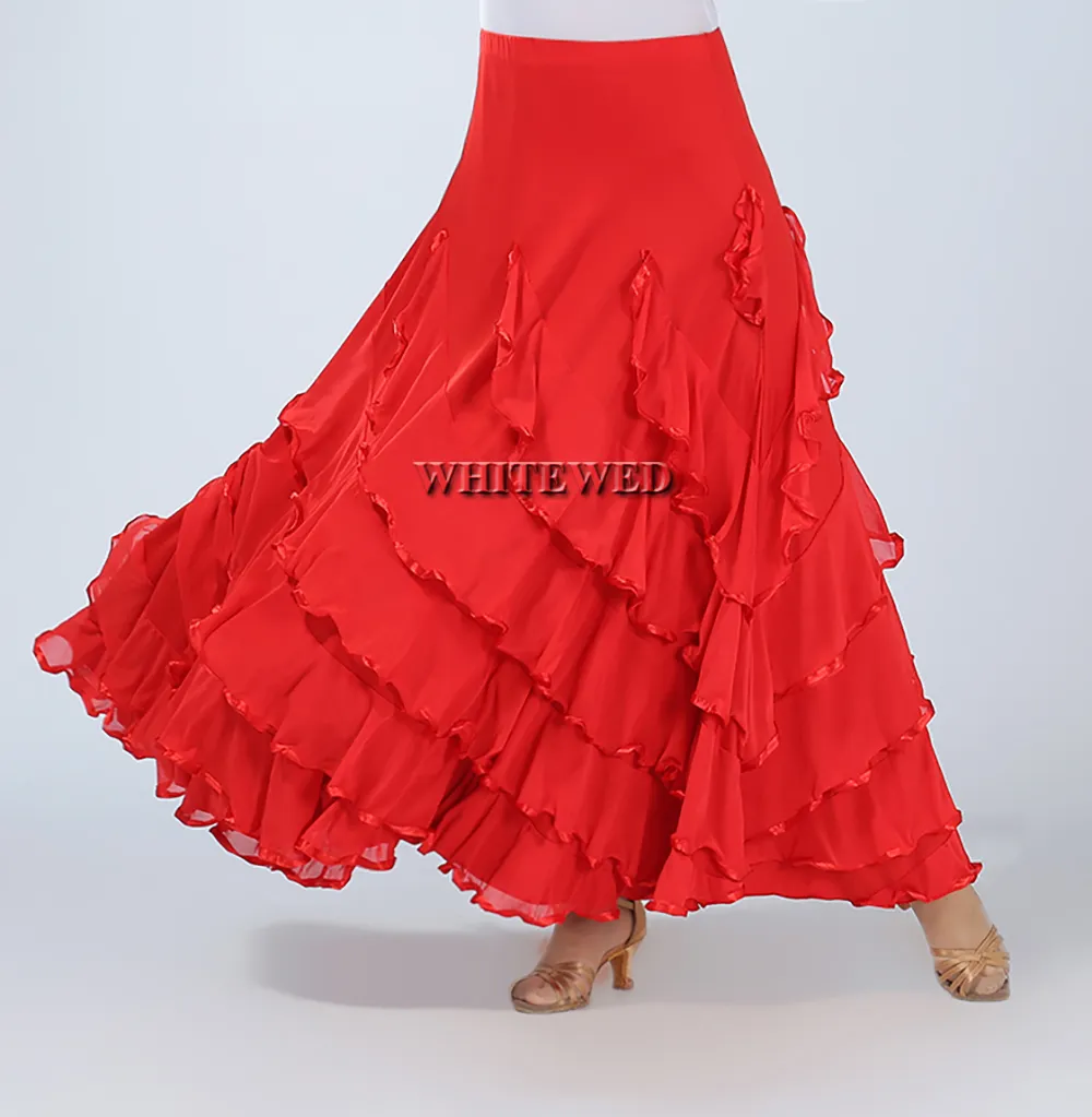 Happy Dance Flamenco Folklorico Pratica Ballerini Costumi Gonne Lunghe Cerchio completo Maglia Flamenco Sala da ballo Gonna da ballo latino Costume economico