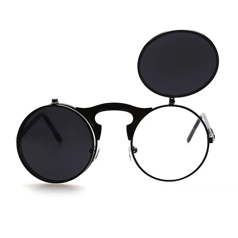 Virar Mens Sunglass Up Steampunk Sunglasses Men Rodada Vintage Moda Óculos venda quente hip hop óculos de sol