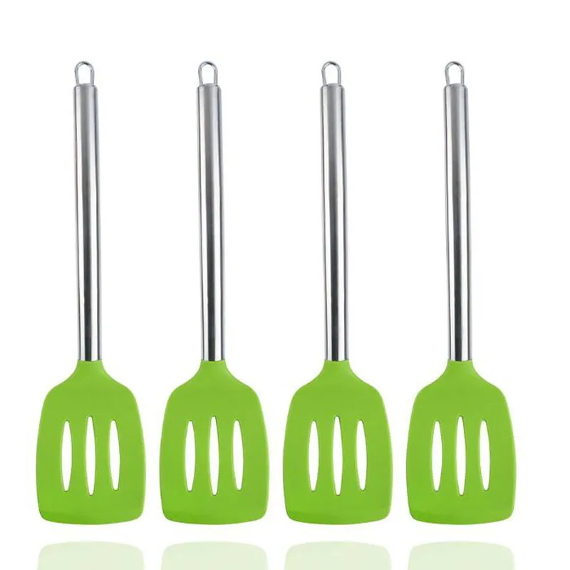 Stainless Steel Handle Food Grade Silicone Cooking Turner Non-Stick Bendable Fish Pancake Shovel Spatula Truner ZA6326