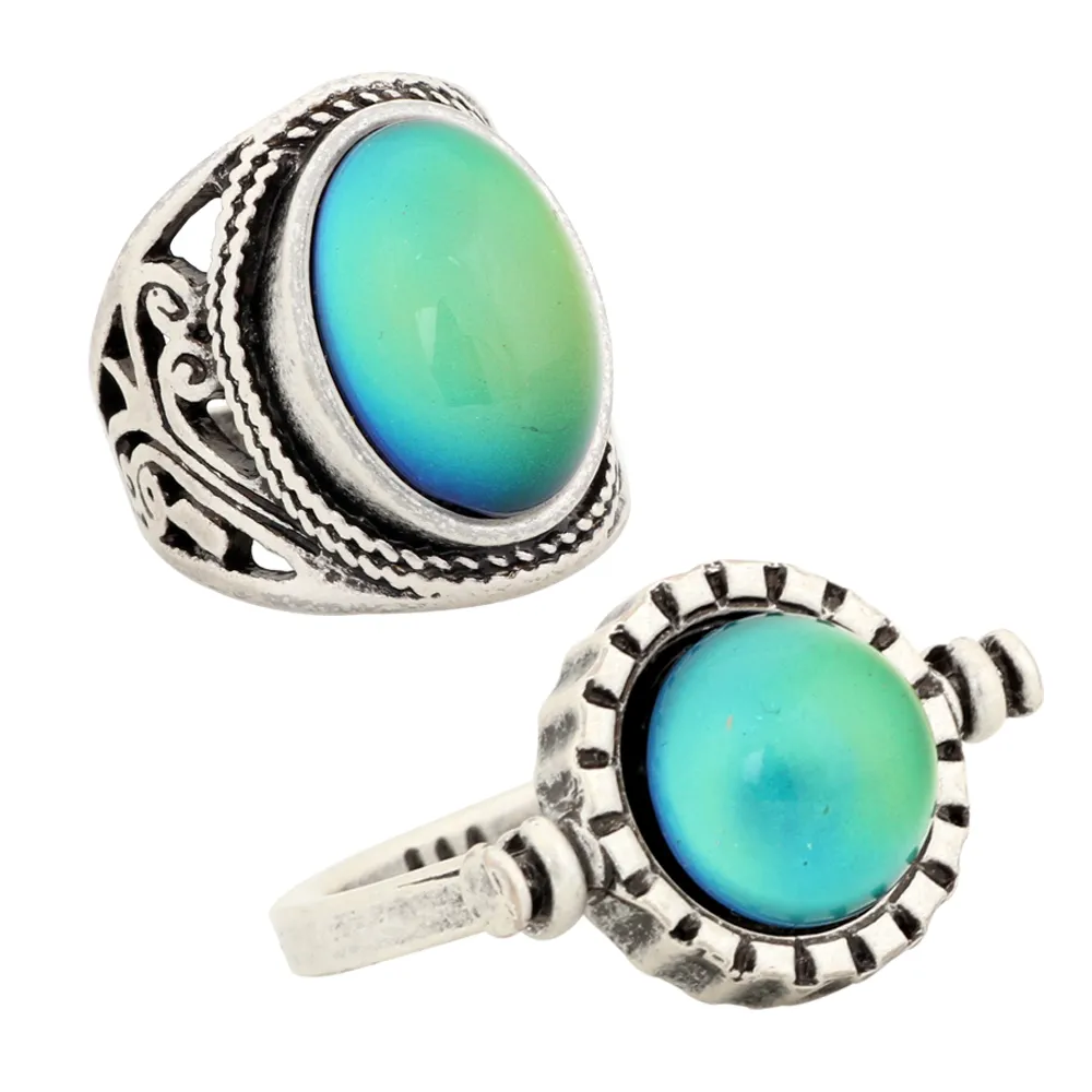 Women Lovers Mood Stone Bohemia Retro Color Change Alloy Ring USA Size 7/8/9