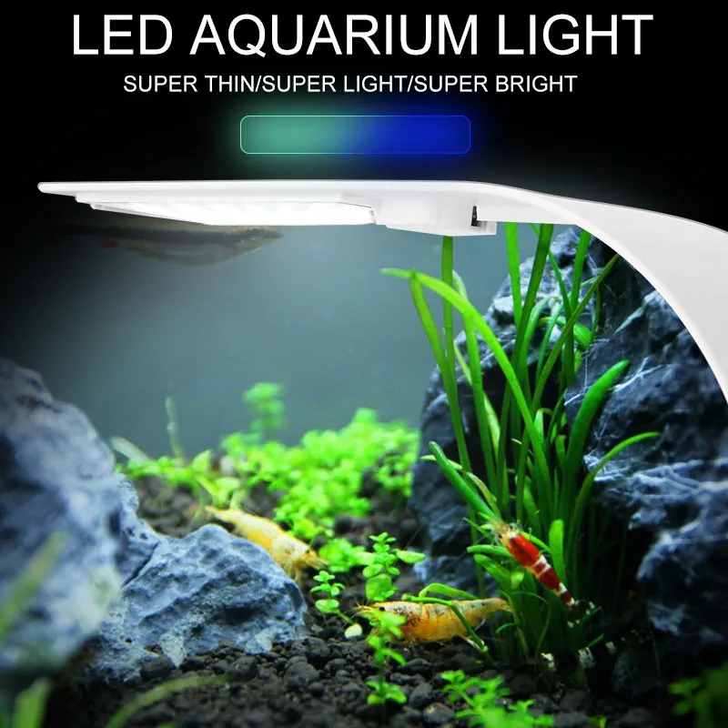 Luz LED súper delgada para acuario, iluminación para plantas, luz para cultivo, 5W/10W/15W, iluminación para plantas acuáticas, lámpara impermeable con Clip para pecera