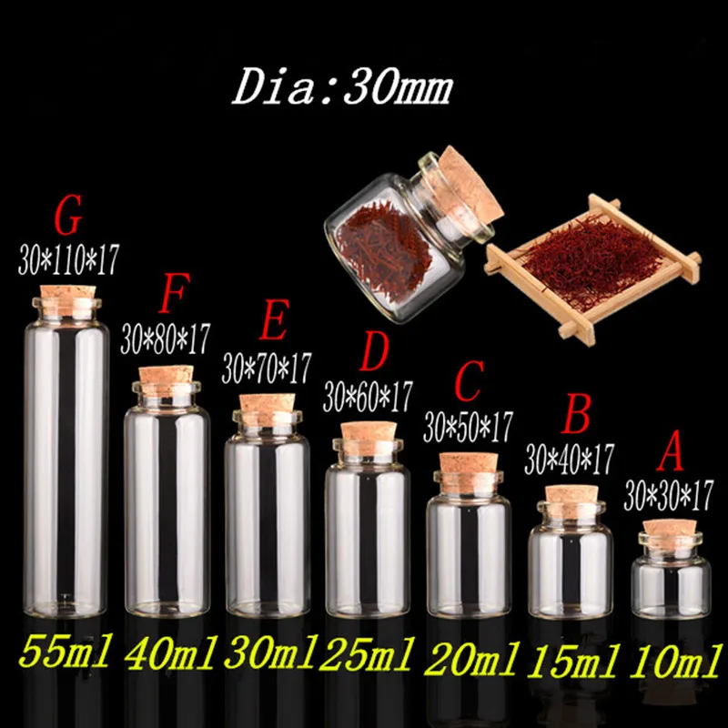 Mini bottiglia con tappo in sughero 10 ml 15 ml 20 ml 25 ml 30 ml 40 ml 55 ml Barattoli di vetro idea per matrimoni Piccole bottiglie dei desideri Regali 24 pezzi