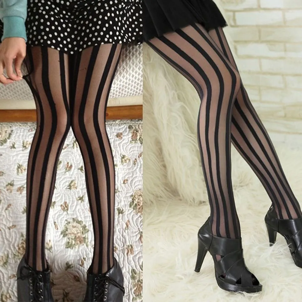 Black Gothic Stockings Striped Tights Pantyhose With Vertical Stripe For  Women Rock Punk Style From Uikta, $34.03