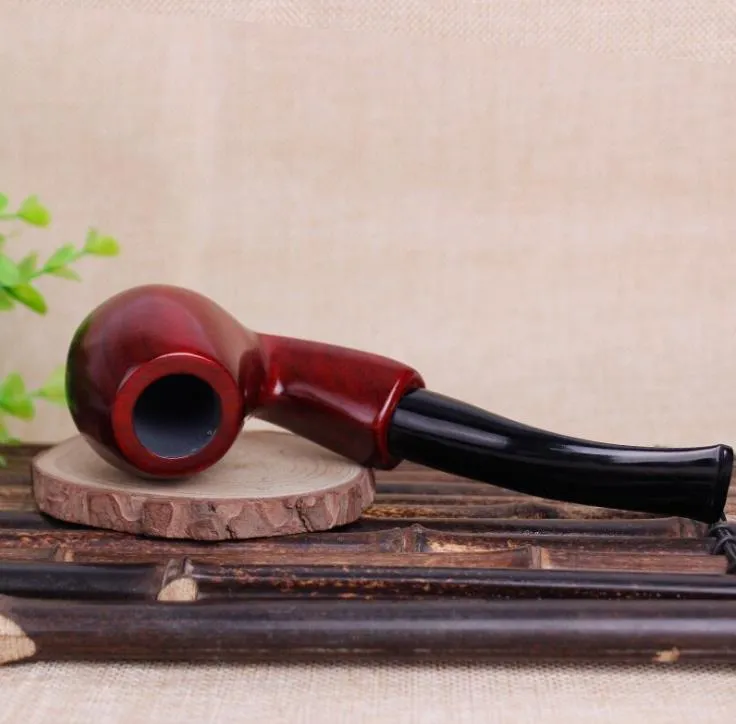 Mahogany smooth curved handle, filter core, red sandalwood pipe, pipe smoking fittings