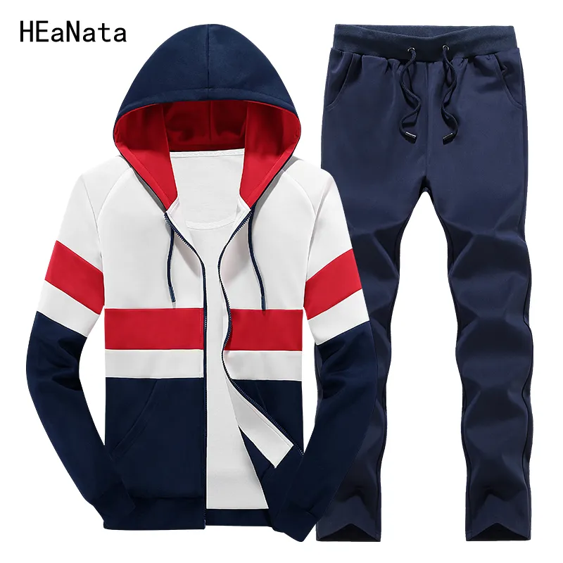 Trainingspak Mens Hoody Kleding Sportkleding Patchwork Sweat Homme Casual Mannen Trainingspakken Sets Two Pieces Sporting Jacket and Pants