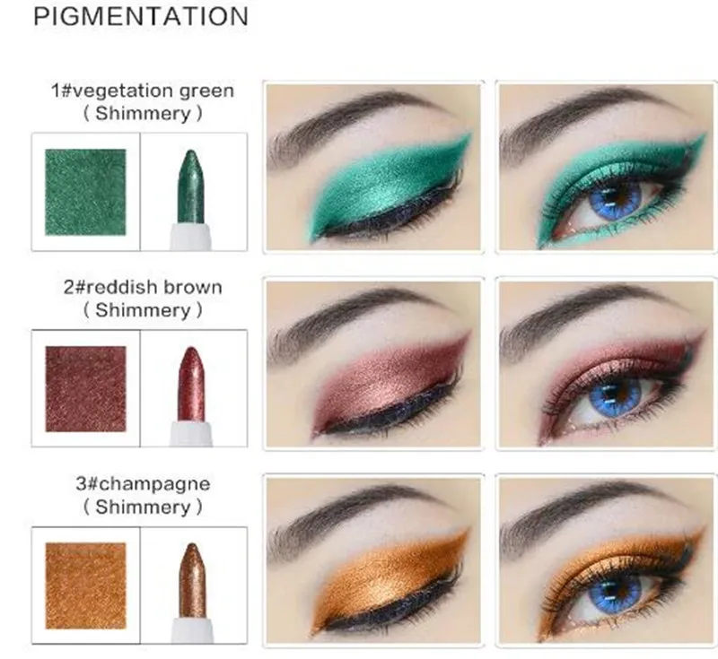 Beauty Cosmetics Glitter Eyeshadow Pencil Waterproof Colorful Makeup Pen Eyeliner Glitter Lip Eye Liner Pencil 