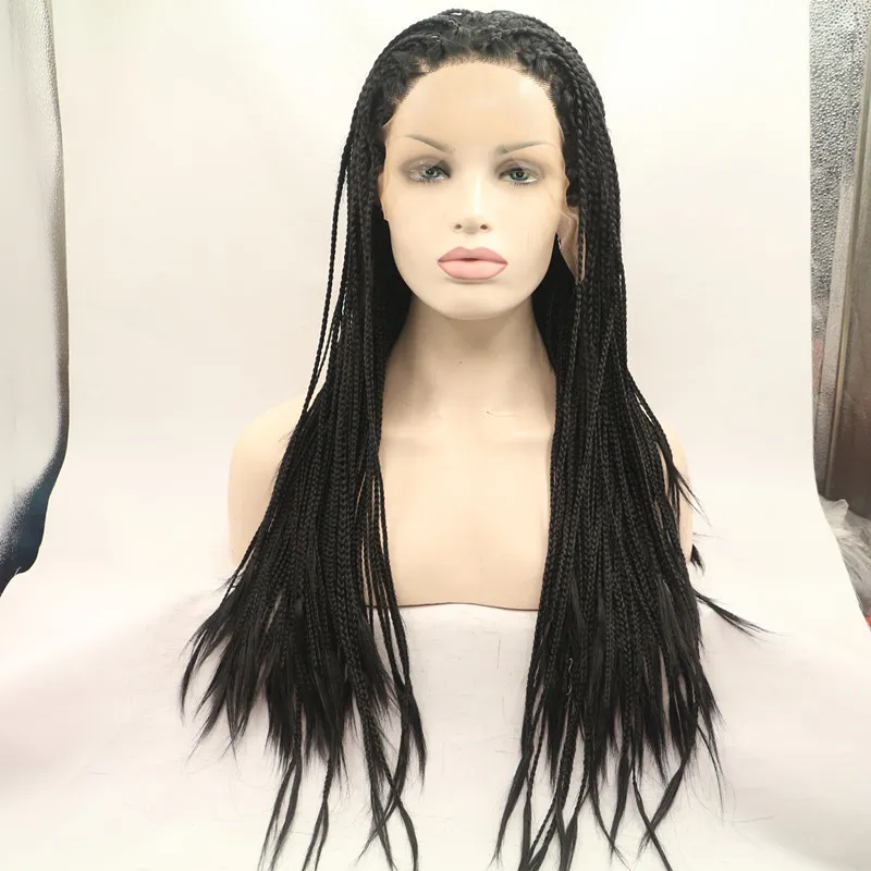 Stock 180density full TWIST Braided wig Synthetic Hair Glueless Lace Front Wigs black / Blonde /brown available Hair Color for women