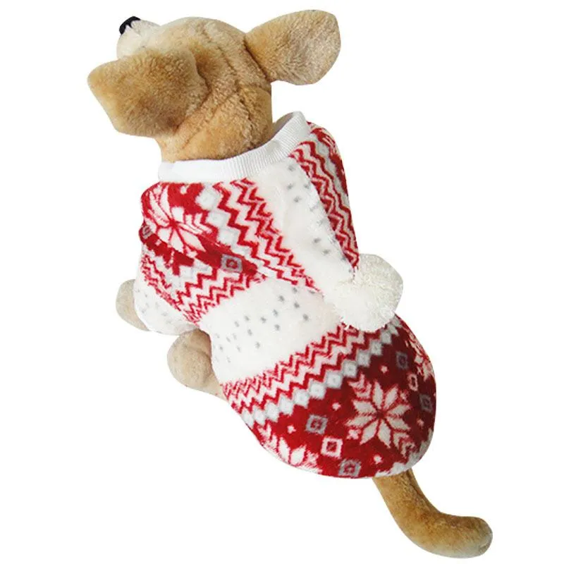 Morbido Inverno Caldo Vestiti per cani da compagnia Natale inverno Accogliente fiocco di neve Dot Costume Abbigliamento Giacca Teddy Felpa con cappuccio Cappotto per cani di piccola taglia251f