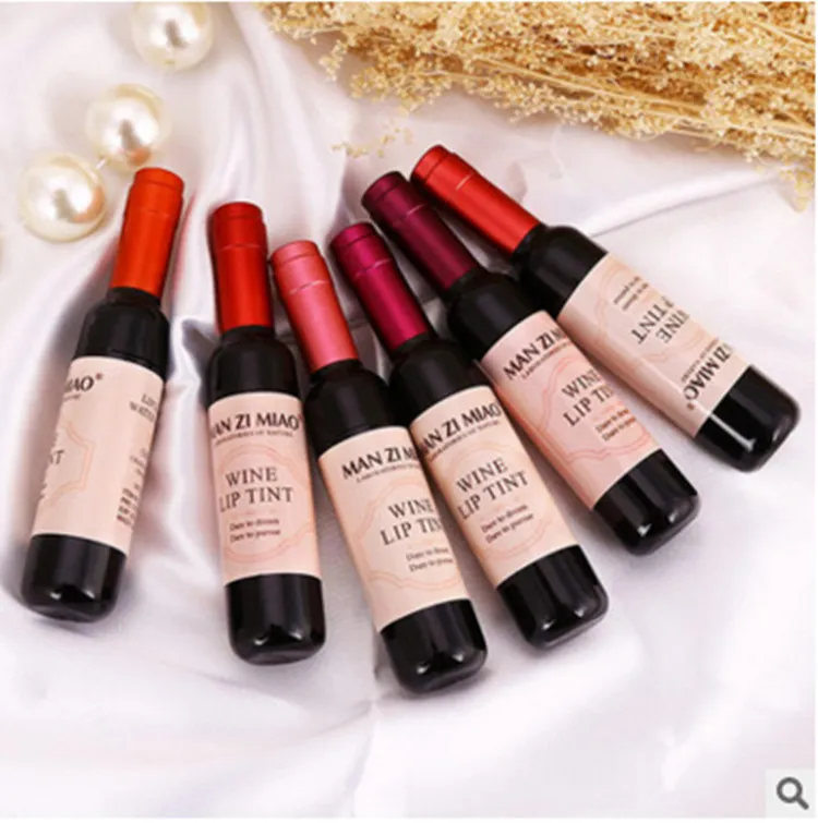 Nouvelle Arrivée Rouge Bouteille De Vin Mat Teinte À Lèvres Brillant À Lèvres Étanche Longue Durée Lipgloss Hydrater Teinte À Lèvres Cosmétique Liquide Rouge À Lèvres 6 Couleurs