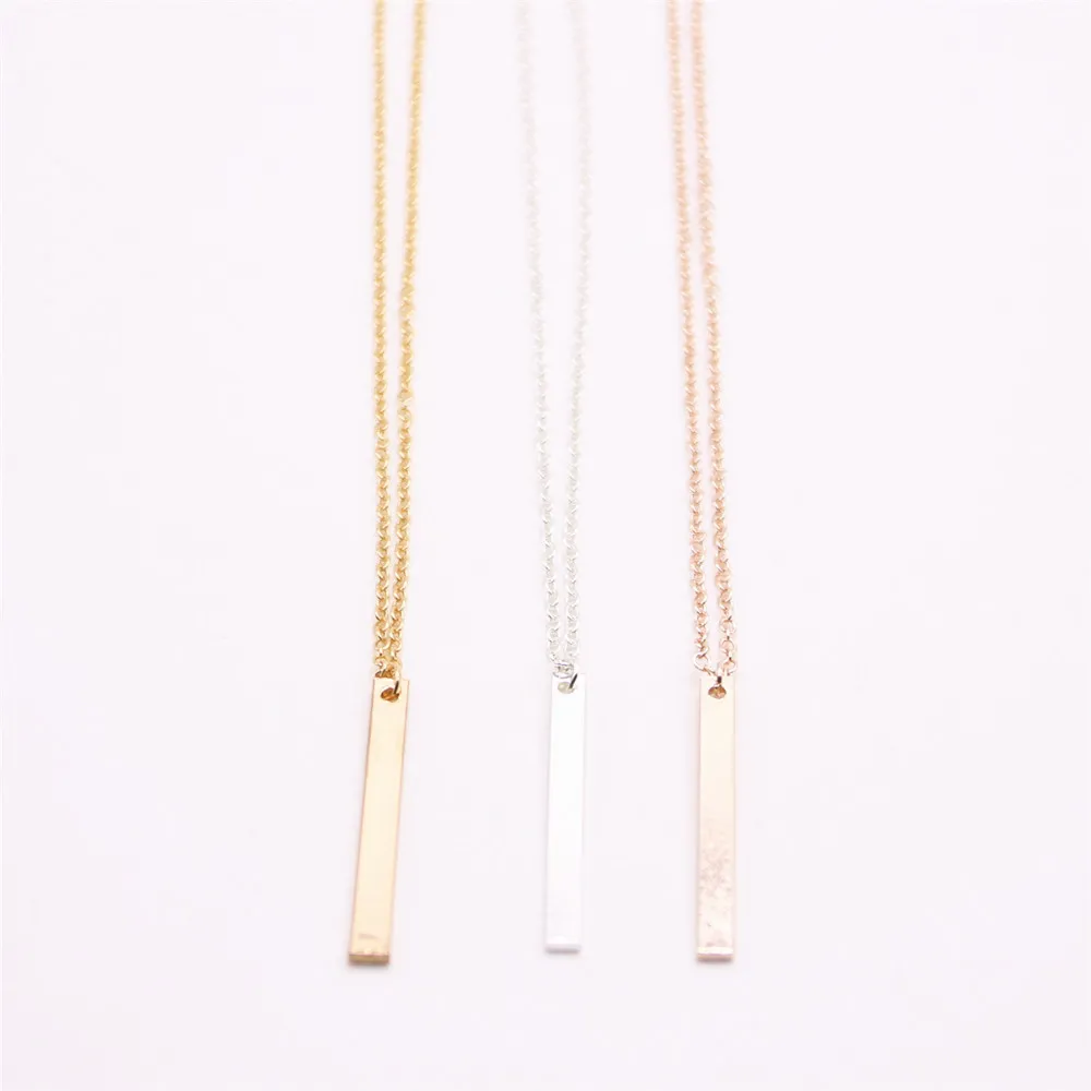 Silverf￤rghalsband Sydamerika Style Cuboid Pendant Halsband Strip ClaVicle Halsband till kvinnor