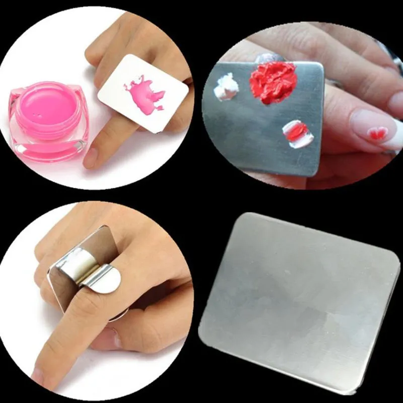 Finger Ring Color Palette Dish UV Gel Polish Painting Color Pigment Mixing Plate Showing Board Display Nail Art Tool F1606