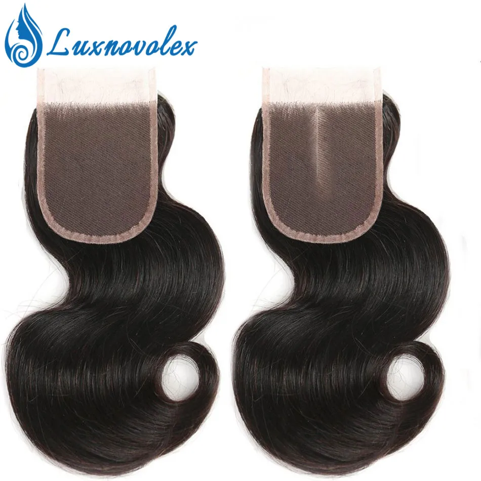 MALAYSIAN Hair Body Wave 4 paquets avec fermeture en dentelle 100 Poules de poils de cheveux humains avec fermeture Extensions de cheveux courts Colo3461167