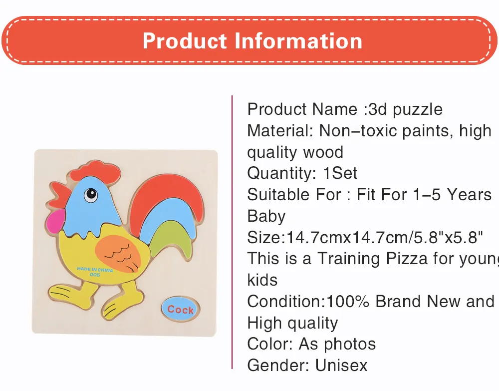 28 Styles Learning Education HOUTEN TOEY CARPTEN 3D PUZER KIDS Geschenk Brain Jigsaw Cartoon Animal Wooden Puzzles Toy Children Educativos