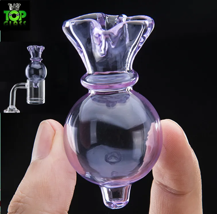 Glass Bubble Carb Cap With Quartz banger Flat Top Quartz nail for water pipes dab oil rigs