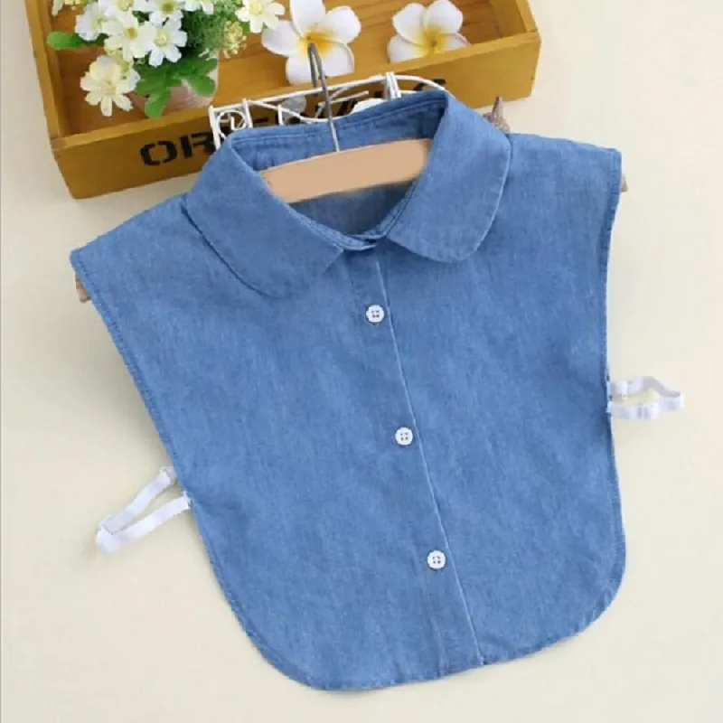 Camicia con colletto finto Jeans blu vintage Colletto staccabile Camicetta vintage con colletto falso per donna Uomo Abbigliamento Top