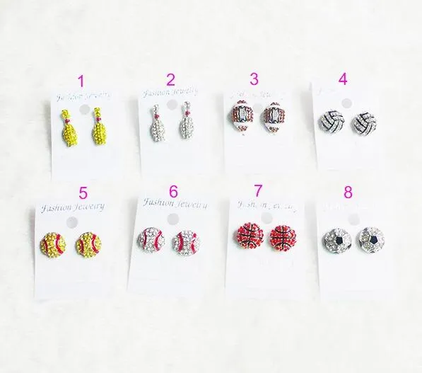 package waterproof high qulity Softball Earrings Stud Crystal Rhinestone Post Silver Bling Yellow Fastpitch 14mm Sport and Fashion