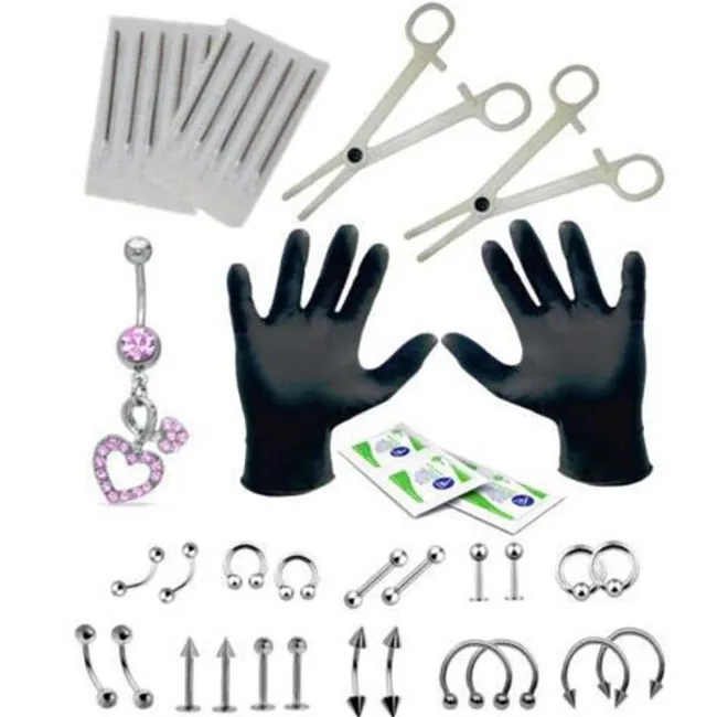 41 sztuk Piercing Kit Medical Ze Stali Nierdzewnej Stud Studla do brwi Nose Belly Lips Piercing Różne sprzęt do konkretnego wyboru