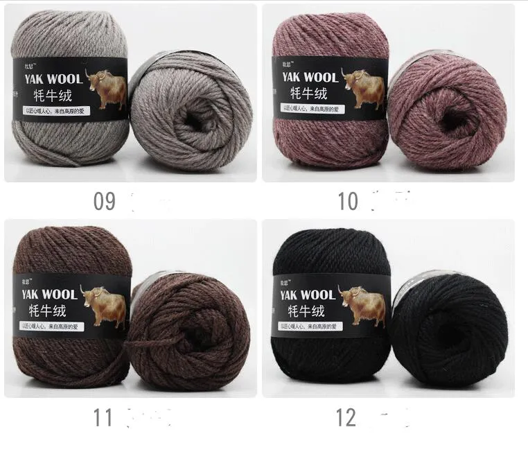 100g / boll Fine Worsted Blended Crochet Garn Stickning Sweater Scarf Yak Wool Garn för stickning Free Ship