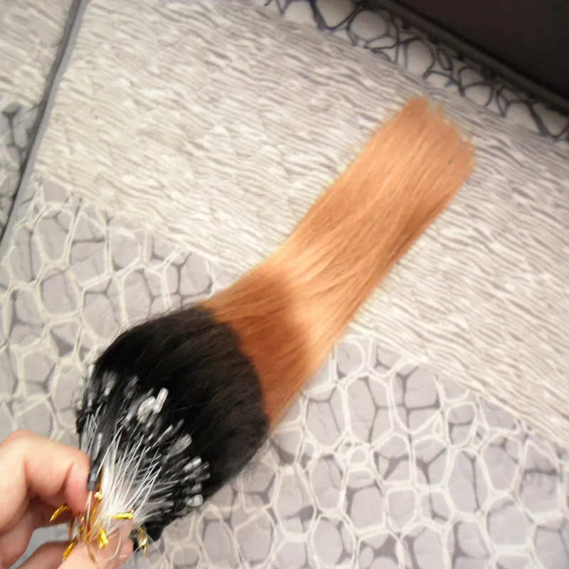 Ombre Micro Loop Ring Extensions 1g Per Strand 100g Gram per pakket Ombre Kleur Remy Haar