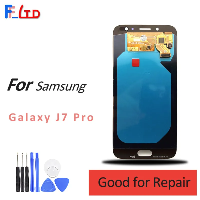 Super AMOLED HD Kvalitet för Samsung Galaxy J7 Pro J730 J730F LCD Display Digitizer Skärmutbyte 100% Testad Fri frakt