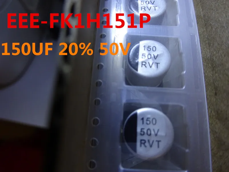 Elektroniska komponenter 50PCS / Lot Kondensator EEE-FK1H151P CAP ALUM 150UF 20% 50V SMD