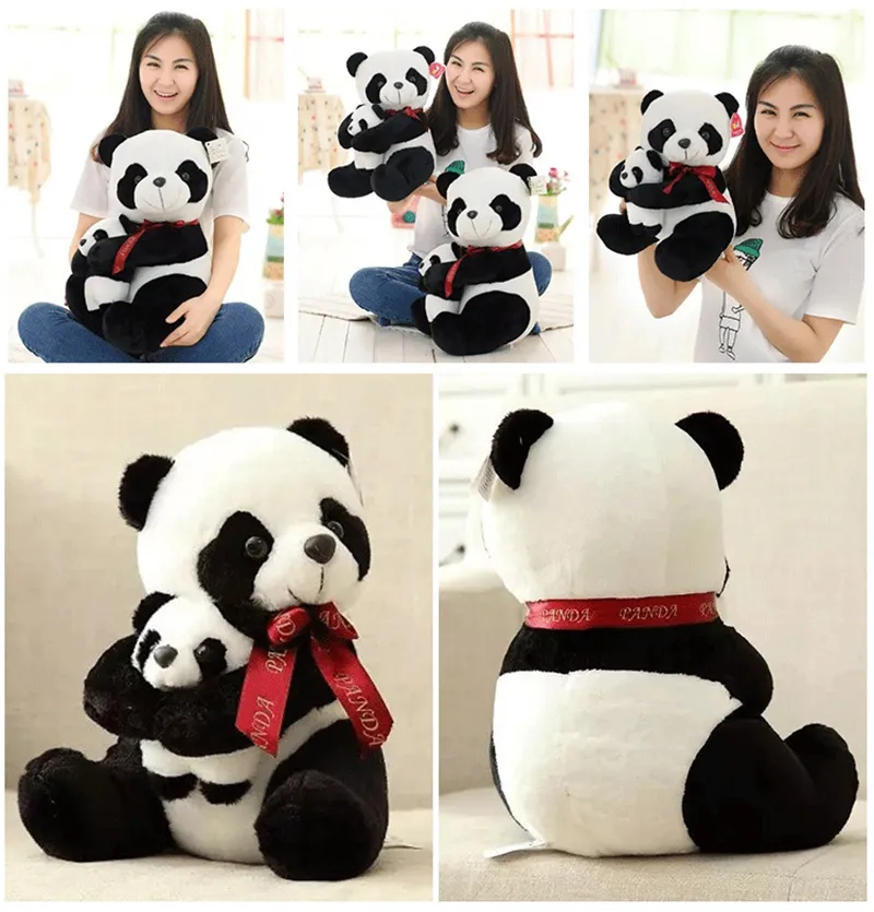 25 cm 30 cm Nieuwe Stijl Vader Panda Knuffel Kinderen Zachte Kleine Knuffel Pluche Pop Cartoon Beer Speelgoed LA0818373589