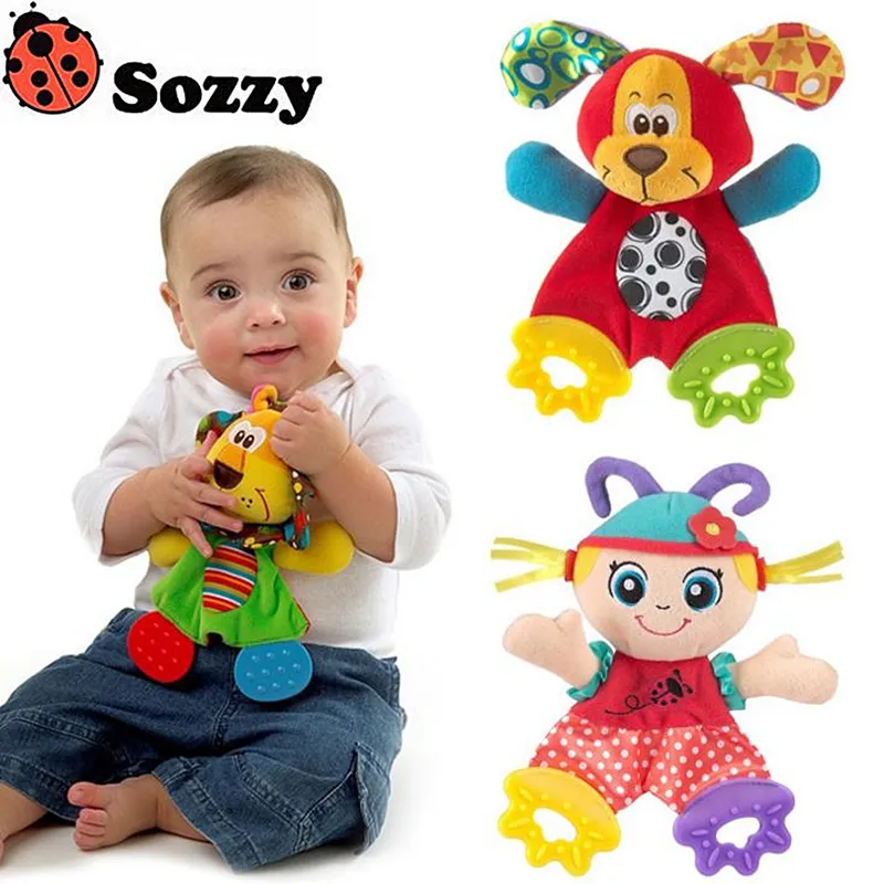 Sozzy Baby Pluche Teetther Poppen Intellectuele Ontwikkeling Emotioneel Grijp Sensory Visual Cartoon Toy