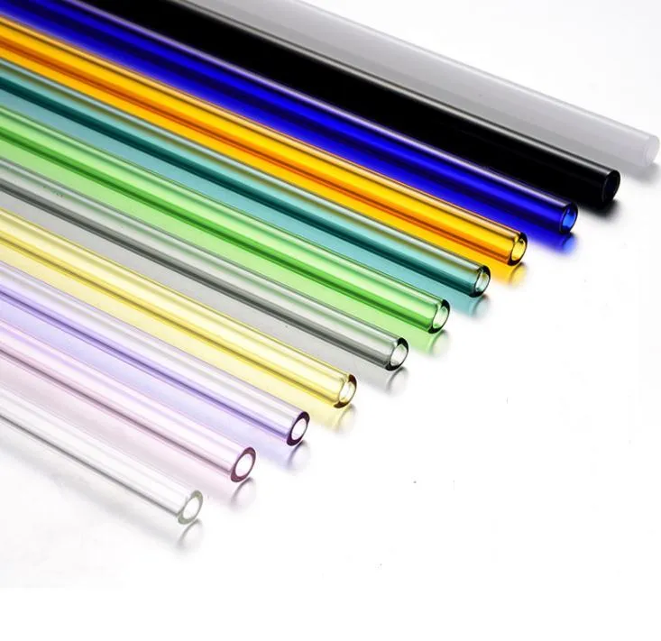 Factory Direct Sale Colored Borosilicate Cocktail Glass Straws 7 Inch 8mm strait drinking straw for party SN1394