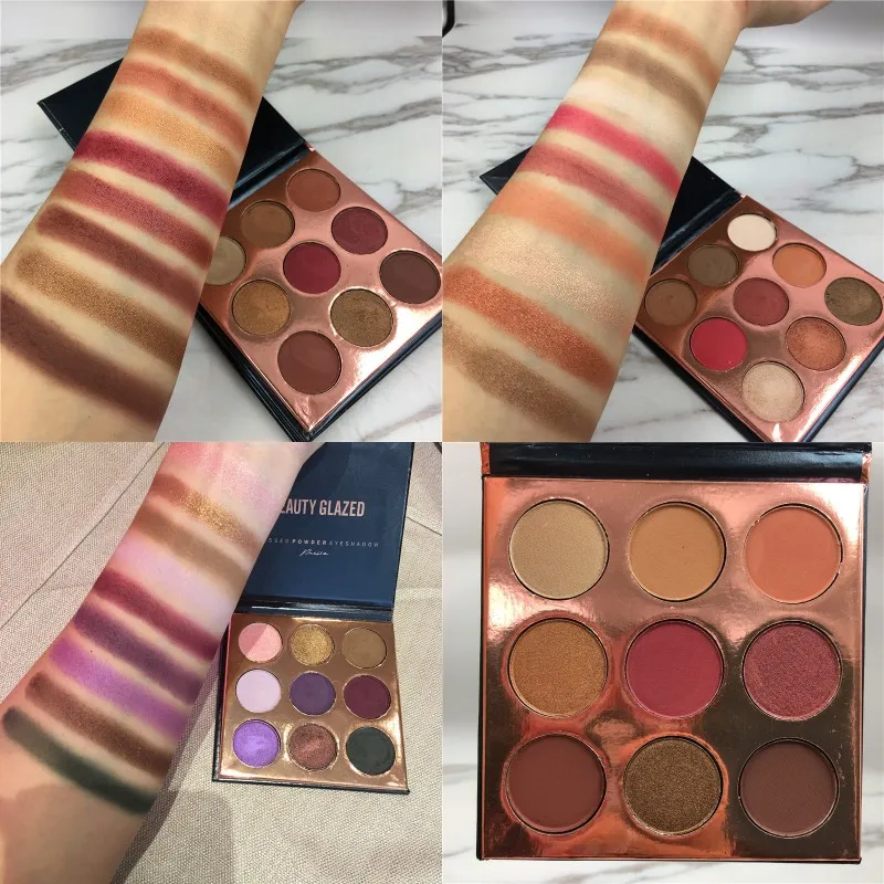 BEAUTY GLAZED 9 couleurs maquillage longue durée Palette d'ombres à paupières professionnel bordeaux miroitant mat naturel fard à paupières Palette